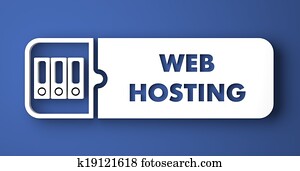 Web Hosting on Blue in Flat Design Style. Web Hosting on Blue in Flat Design Style.