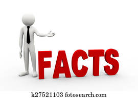 3d businessman with word facts