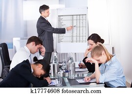 aborrecido, empregados, em, reunião negócio