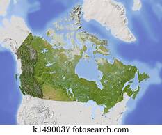 Canada, shaded relief map Canada, shaded relief map