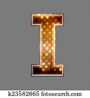 Christmas letter I with glowing light texture