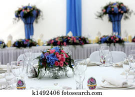 Laid table at wedding reception Laid table at wedding reception