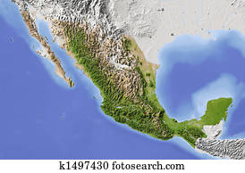 Mexico, shaded relief map Mexico, shaded relief map