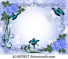 Wedding invitation Blue Roses Border Wedding invitation Blue Roses Border