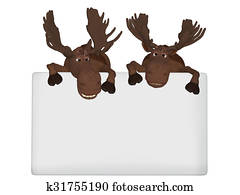 cartoon mooses with a blank board cartoon mooses with a blank board