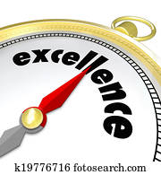 Excellence Word Gold Compass Great Direction Aiming Greatness