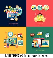 flat design for e-commerce, delivery, online shopping, business flat design for e-commerce, delivery, online shopping, business