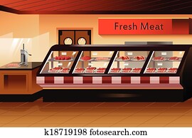 Grocery store: meat section Grocery store: meat section