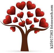 Tree heart love logo