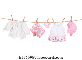 Baby Girl Clothing Hanging on a Clothesline