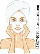 badplaats, mooie vrouw, masseren, masker