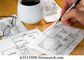 bosquejo, en, un, servilleta