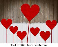 corazón, corazones, amor, día de valentines, madera, tabla