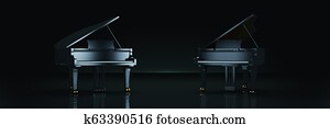 Grand piano in dark background. 3d rendering Grand piano in dark background. 3d rendering