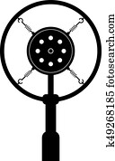 pretas, retro, microfone, branco, fundo