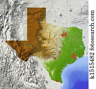 Texas, shaded relief map Texas, shaded relief map