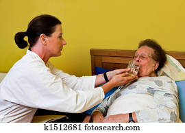 The sick old woman is visited The sick old woman is visited