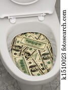 toilette, dollar, eins