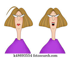 Two Images of the Same Woman Looking Unhappy and Happy Two Images of the Same Woman Looking Unhappy and Happy