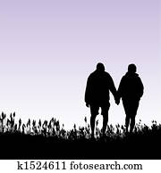 A man and woman walking