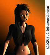 adolescente, mirar, enojado