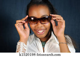 africano, niña, posar