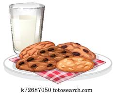 Chocolatechip cookies and glass of milk Chocolatechip cookies and glass of milk