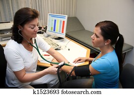 doutor médico, em, a, pressão sangue