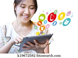 Happy woman shopping online Happy woman shopping online