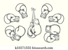 luvas boxing, vetorial