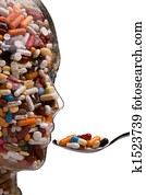 medicinas, e, tabuletas, para, cura, doença