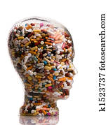 medicinas, e, tabuletas, para, cura, doença