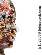 medicinas, e, tabuletas, para, cura, doença