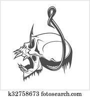 Skull on a fishing hook