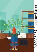 Successful business woman with money.