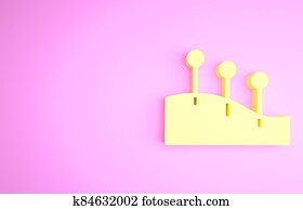 Yellow Acupuncture therapy icon isolated on pink background. Chinese medicine. Holistic pain management treatments. Minimalism concept. 3d illustration 3D render Yellow Acupuncture therapy icon isolated on pink background. Chinese medicine. Holistic pain management treatments. Minimalism concept. 3d illustration 3D render
