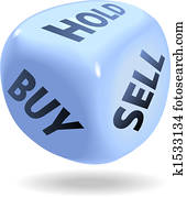 bourse, financier, dés, rouleau, achat, vendre, prise