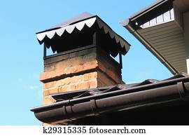brick chimney on the roof