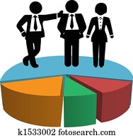 Business People Sales Team on Profit Growth Pie Chart Business People Sales Team on Profit Growth Pie Chart