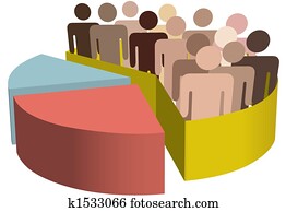 Diverse group of symbol people as data in a chart Diverse group of symbol people as data in a chart