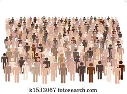 Diverse population of symbol people form large group Diverse population of symbol people form large group