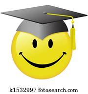 Happy Graduation Smiley Face Graduate Cap Button Happy Graduation Smiley Face Graduate Cap Button