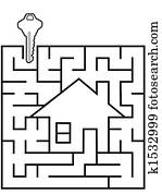Maze home as a symbol of house hunting puzzle