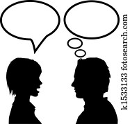 speech & talk man & woman say listen & think speech & talk man & woman say listen & think