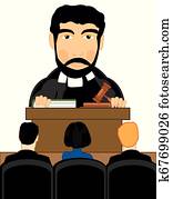 Vector illustration men to judges in courtroom Vector illustration men to judges in courtroom