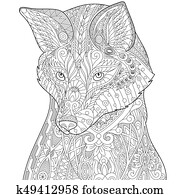 Zentangle stylized fox Zentangle stylized fox