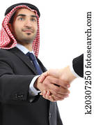 árabe, saudí, emiratos, hombre de negocios, apretón de manos