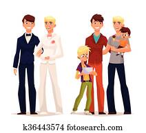 הומוסקסואלי, wedding,, קשר, איש, עם, a, ילד