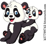 Cute mother and baby panda Cute mother and baby panda