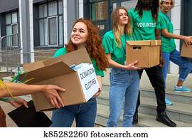 friendly charity group engaged in voluntary